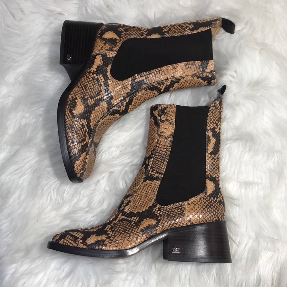 🐍WOW!!! NWOT Sam Edelman Chelsea Snake Print Dasha Ankle Boot Womens 6.5 Tan